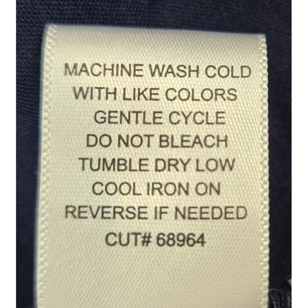 Fair Haven Women's Short Sleeve Shirt Navy with Feminine Lace Trim Demure Large - Picture 9 of 9